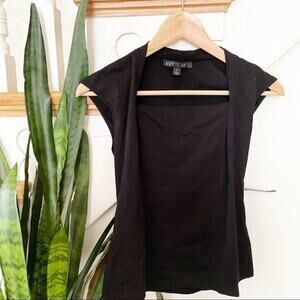 Lafayette 148 New York Black twist front blouse P